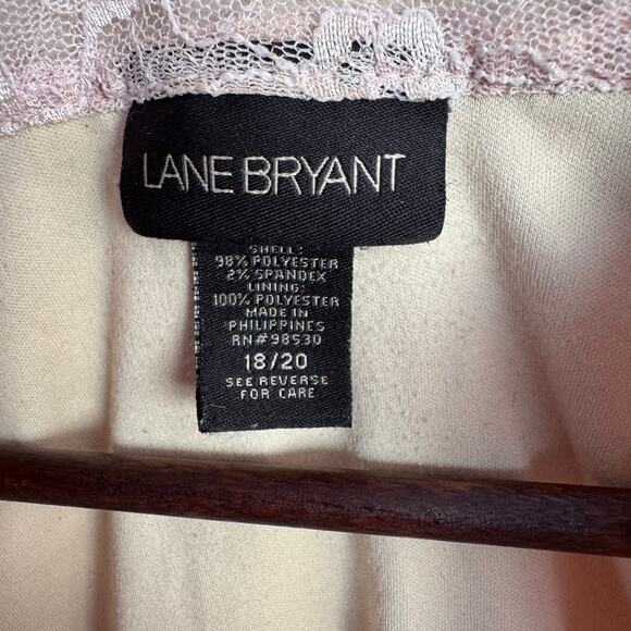 Lane Bryant Blouse Size 18 20 Pink Lace Overlay Layered Beige VNeck Short Sleeve - Picture 5 of 11